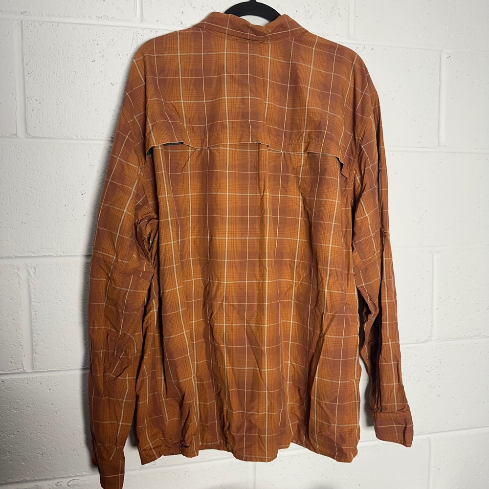 REI Co-op Sahara Mens 3XL Rust Orange Plaid Long Sleeve Ventilated Hiking Shirt - Picture 5 of 6